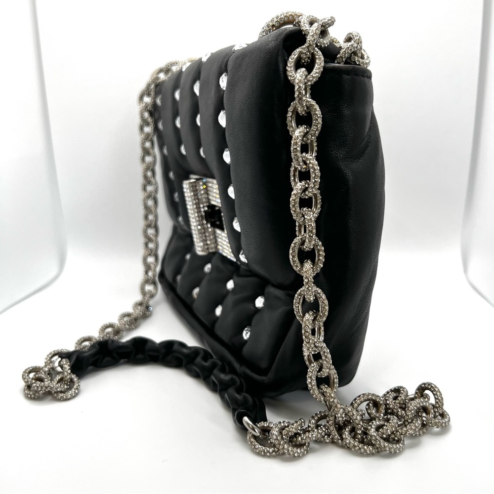 Tom Ford Black Leather Purse Studded Sequin Chain Link Shoulder Bag - Picture 3 of 16